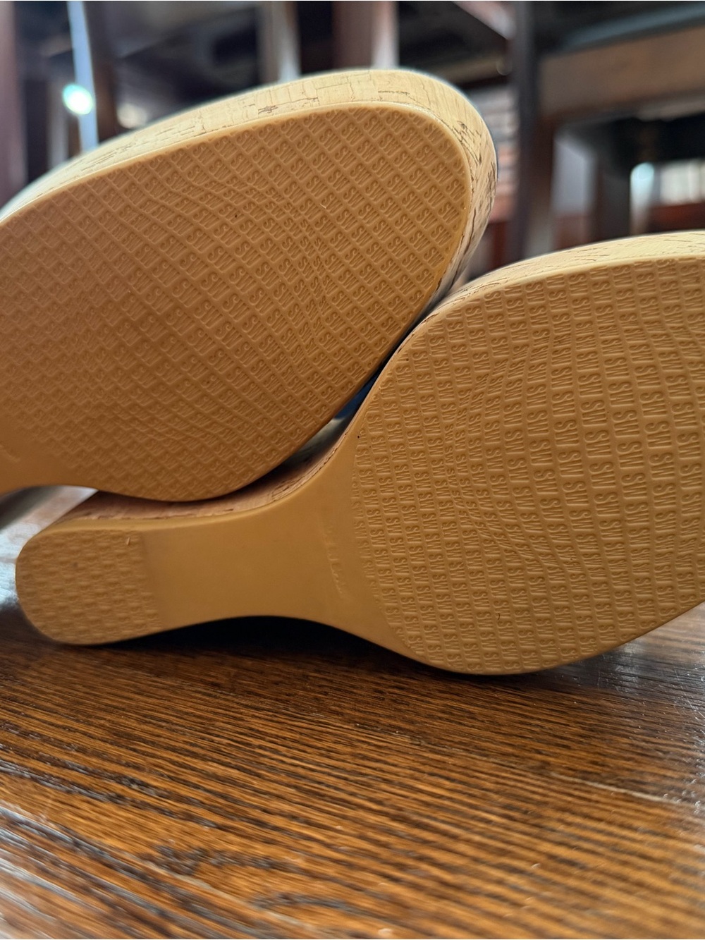 Stuart Weitzman Navy Suede Cork Wedge Pumps - Picture 3 of 7